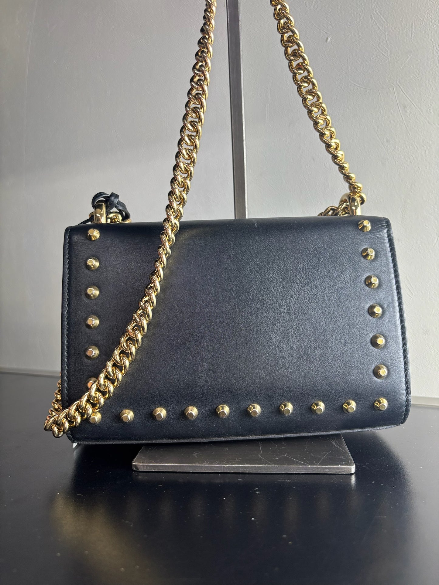 Gucci Calfskin Studded Padlock Shoulder Bag