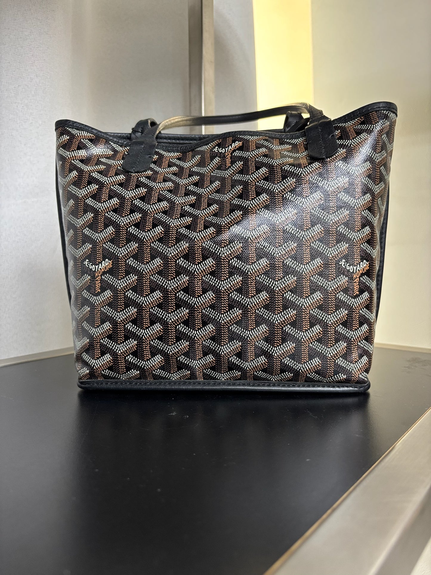 Goyard Black Goyardine Anjou Mini Bag