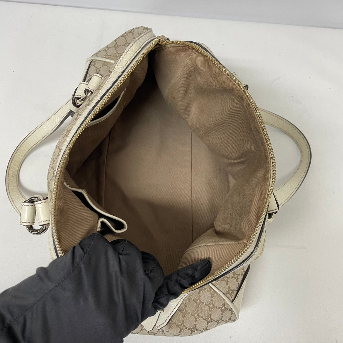 Celine Beige Fabric Vintage Blazon ONE Tote Bag KC-ST-0078