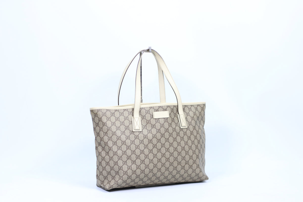 Gucci Beige PVC GG Trimming Shopper ONE Shoulder Bag 211137