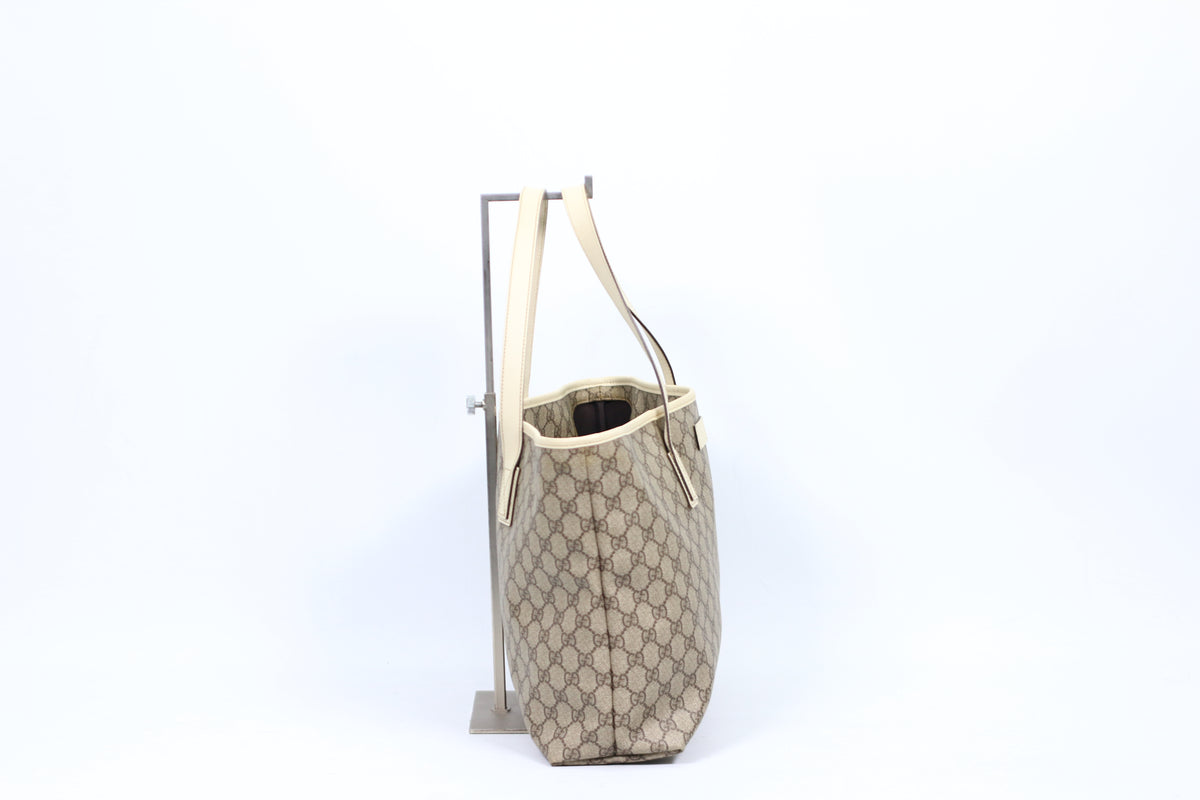 Gucci Beige PVC GG Trimming Shopper ONE Shoulder Bag 211137