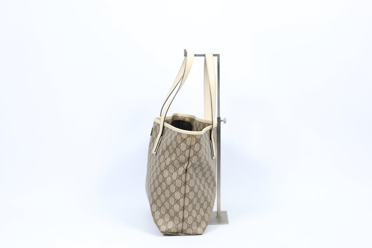 Gucci Beige PVC GG Trimming Shopper ONE Shoulder Bag 211137