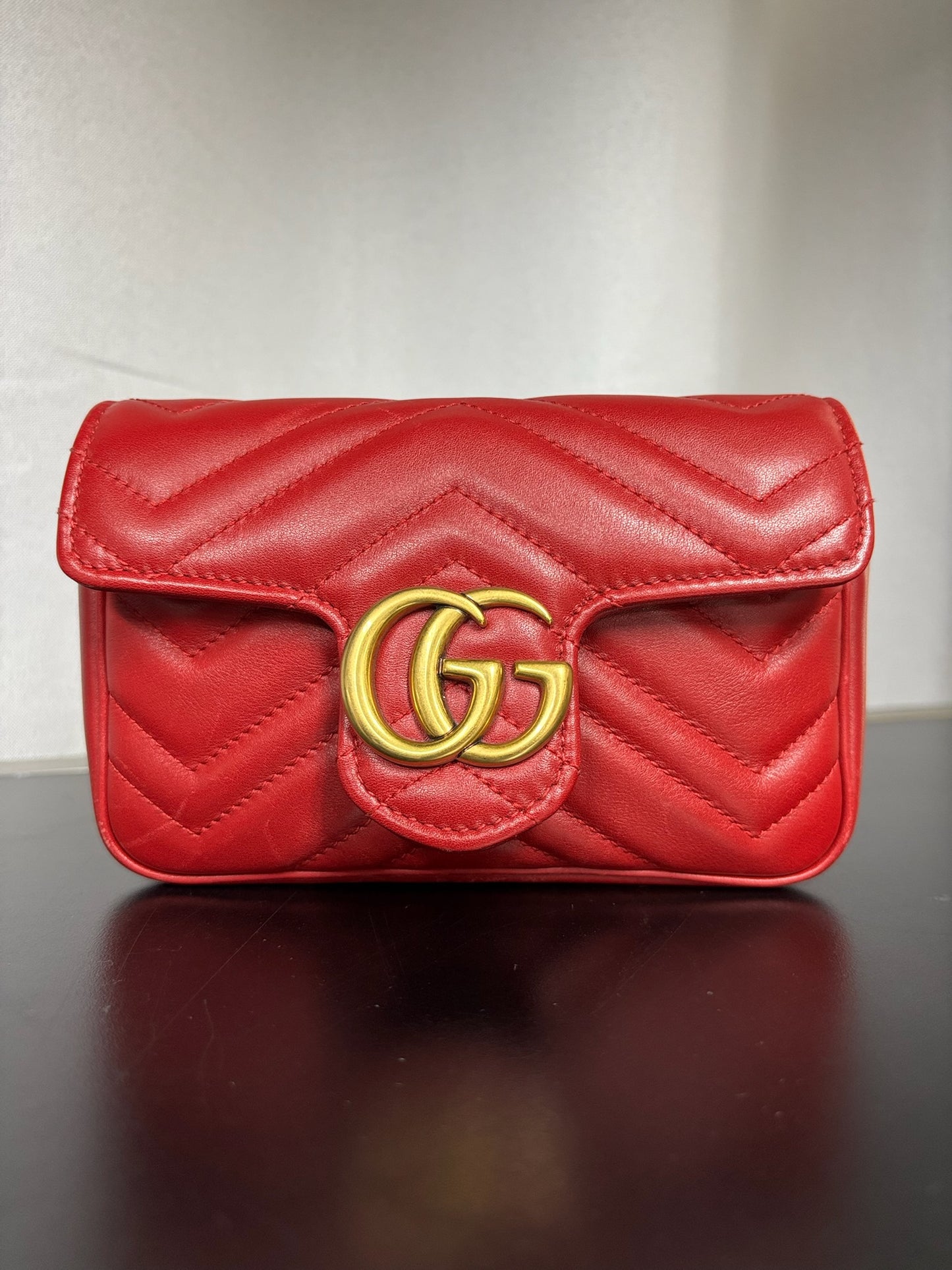 Gucci Red Marmont Matelassé Shoulder Bag