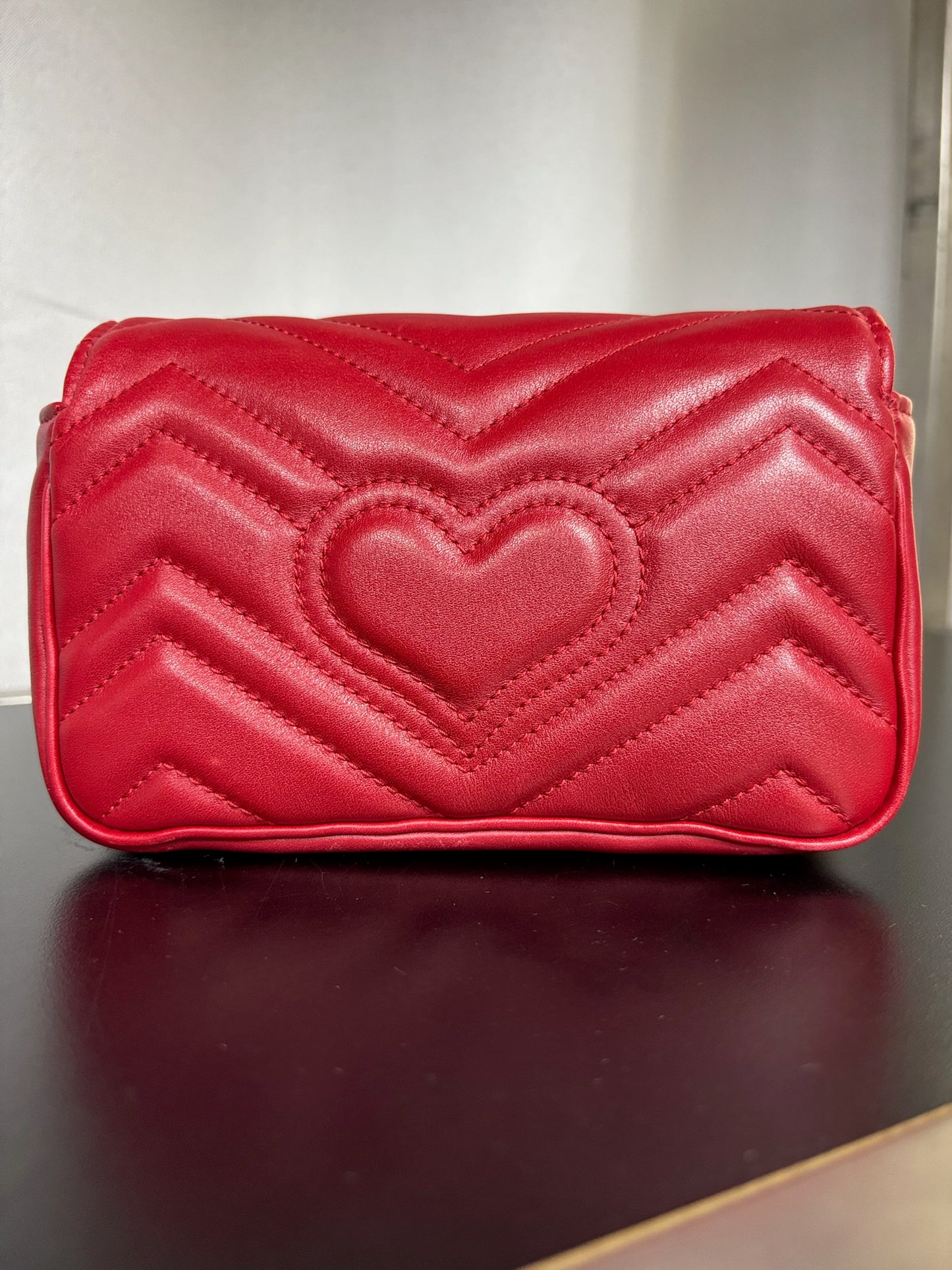 Gucci Red Marmont Matelassé Shoulder Bag
