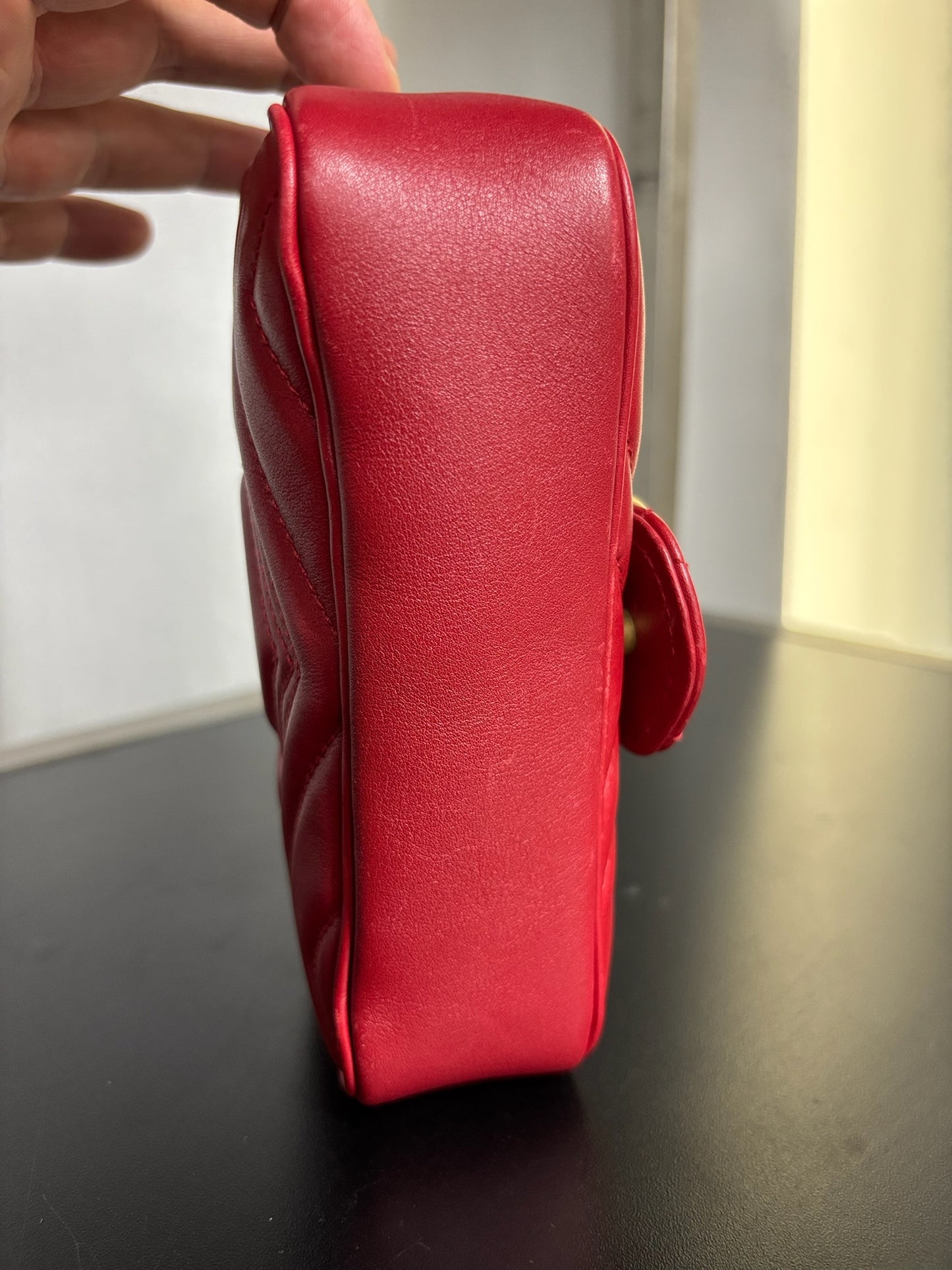 Gucci Red Marmont Matelassé Shoulder Bag
