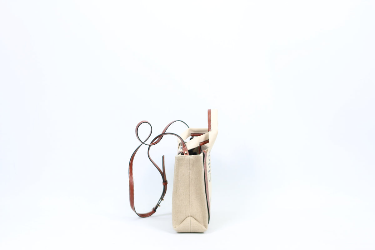 Chloé Ivory Fabric Canvas Trimming Woody Small Shoulder Bag CHC21WS397