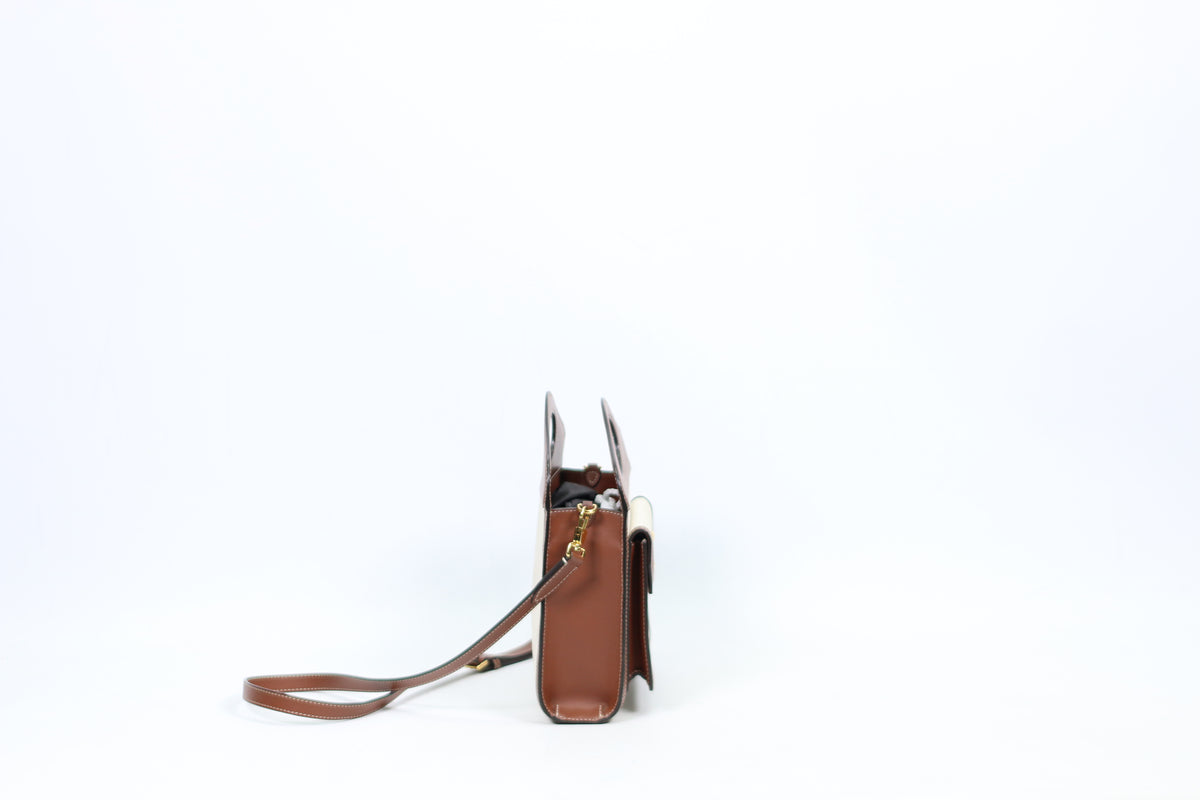 Burberry Beige Fabric Brown Two-Tone Canvas Pocket Mini Shoulder Bag 8039361