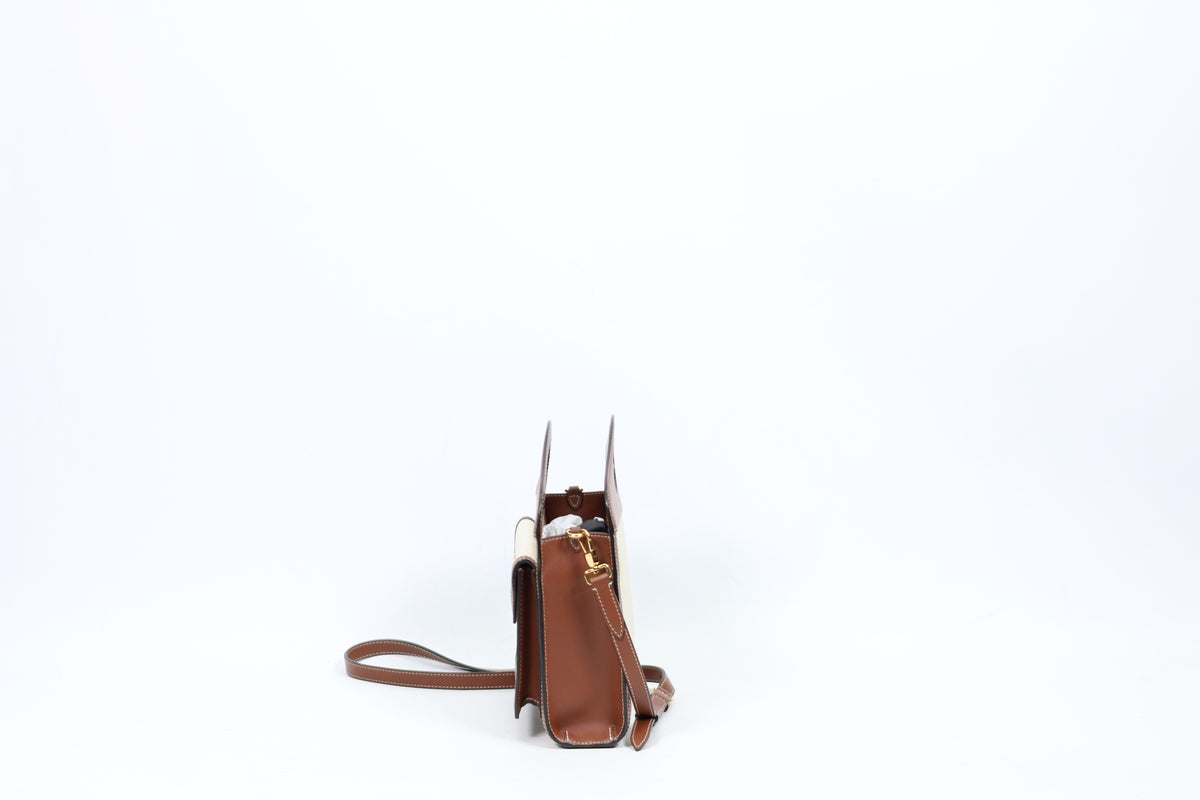 Burberry Beige Fabric Brown Two-Tone Canvas Pocket Mini Shoulder Bag 8039361