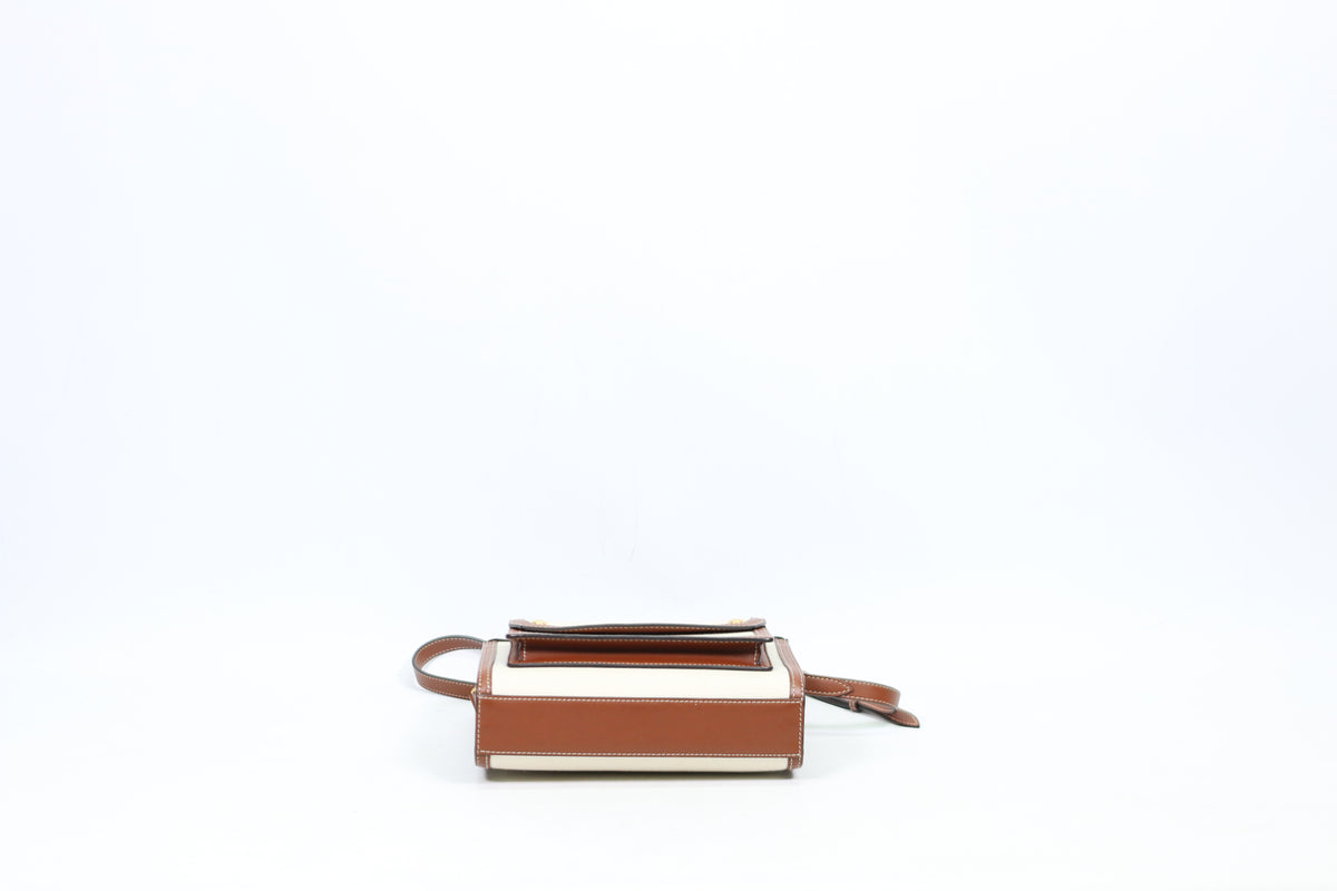 Burberry Beige Fabric Brown Two-Tone Canvas Pocket Mini Shoulder Bag 8039361