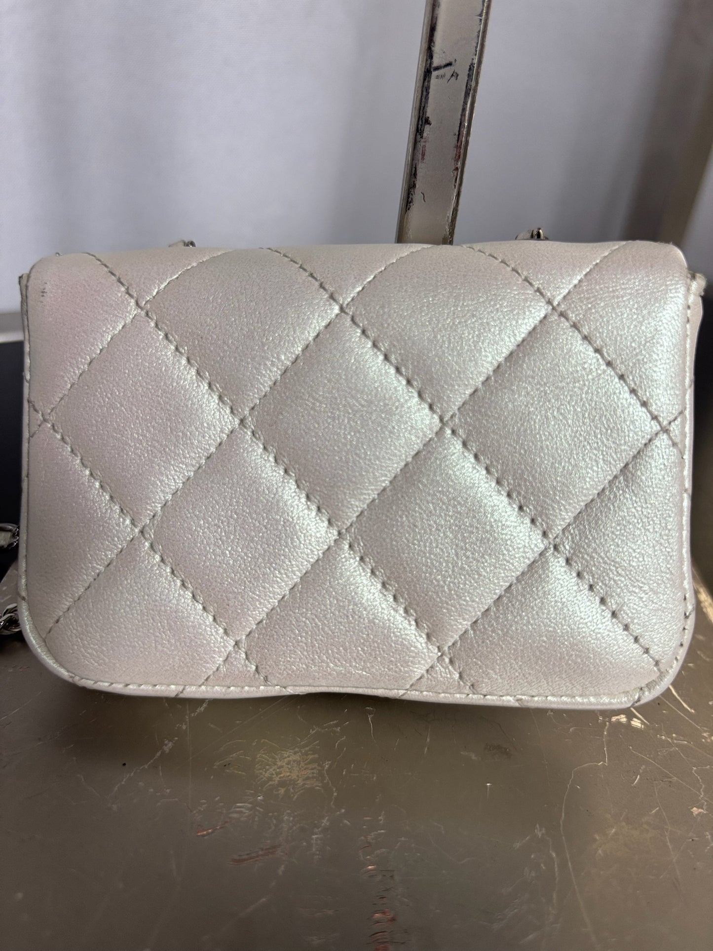 Chanel Bow Strap Iridescent Lambskin Mini Flap Clutch