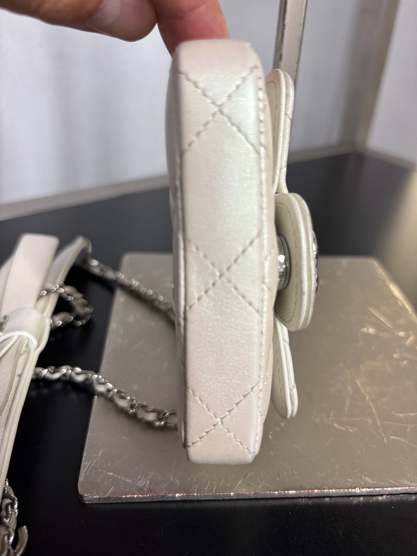 Chanel Bow Strap Iridescent Lambskin Mini Flap Clutch