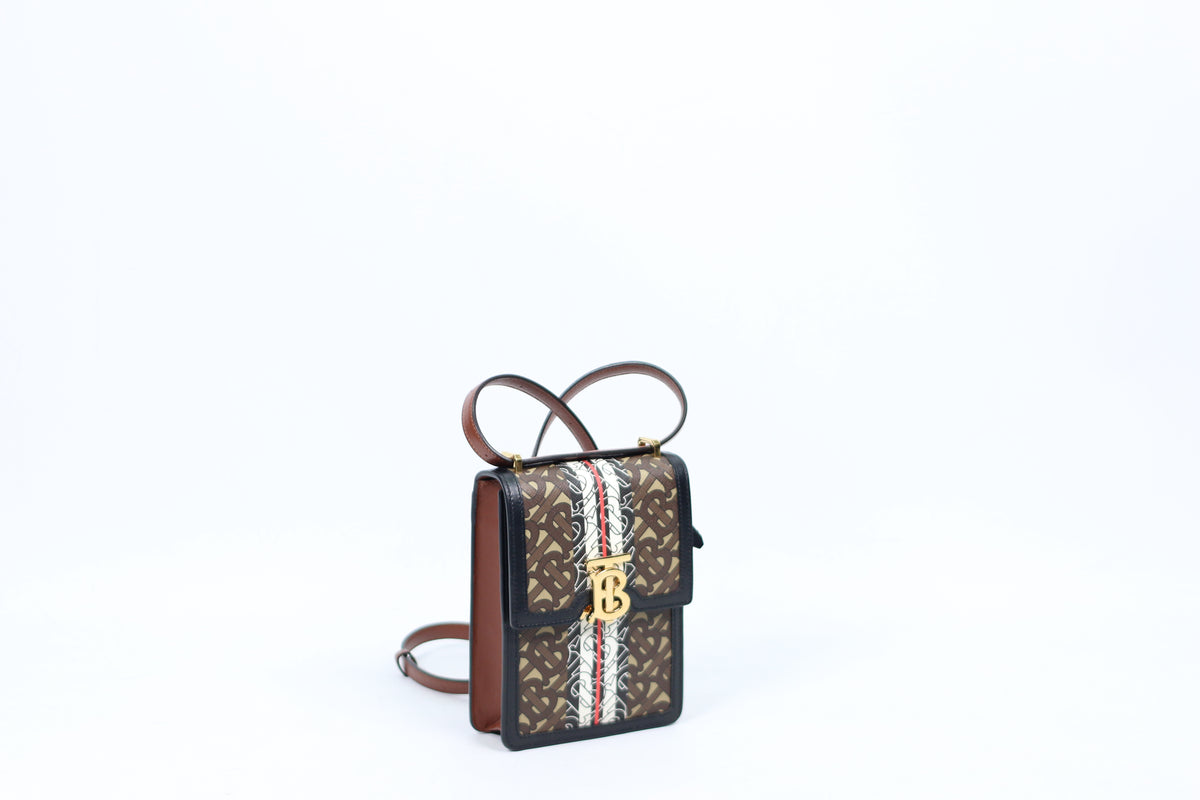 Burberry Brown PVC TB Monogram Robin Mini Crossbody Bag 8030427