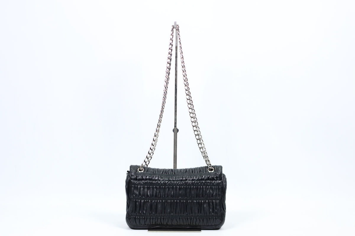 Prada Black Leather Napa Gaufre Lock ONE Shoulder Bag BT0939