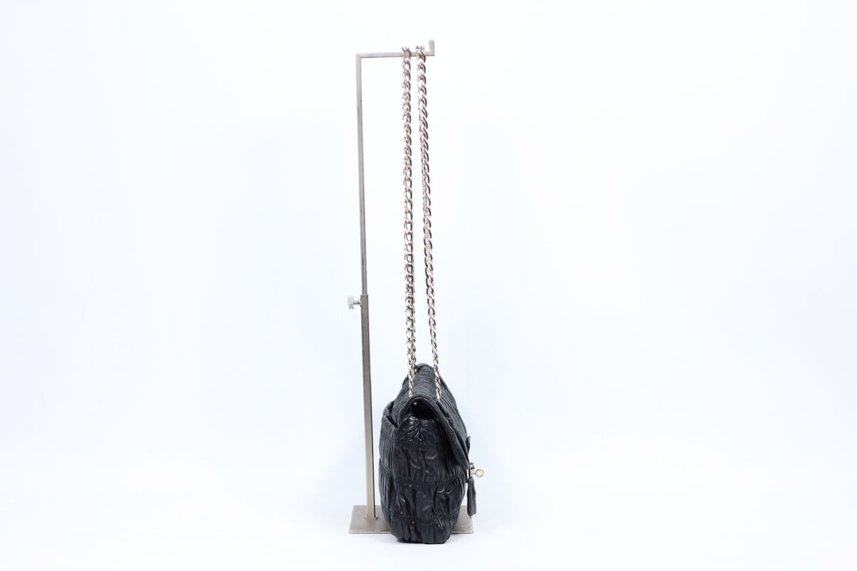 Prada Black Leather Napa Gaufre Lock ONE Shoulder Bag BT0939