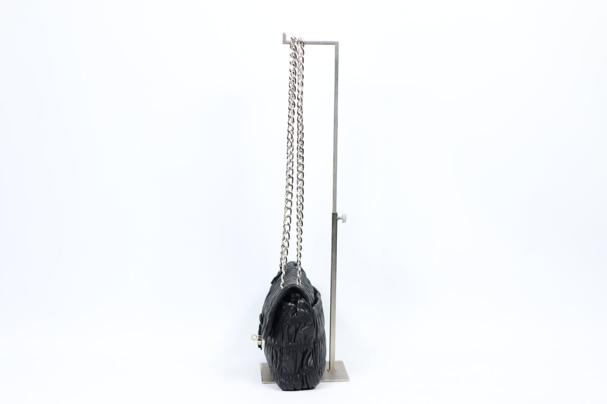 Prada Black Leather Napa Gaufre Lock ONE Shoulder Bag BT0939