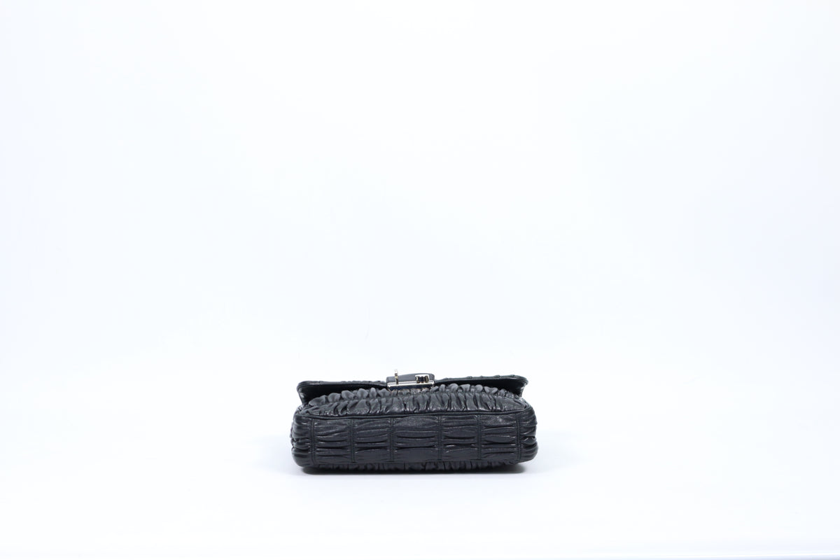 Prada Black Leather Napa Gaufre Lock ONE Shoulder Bag BT0939