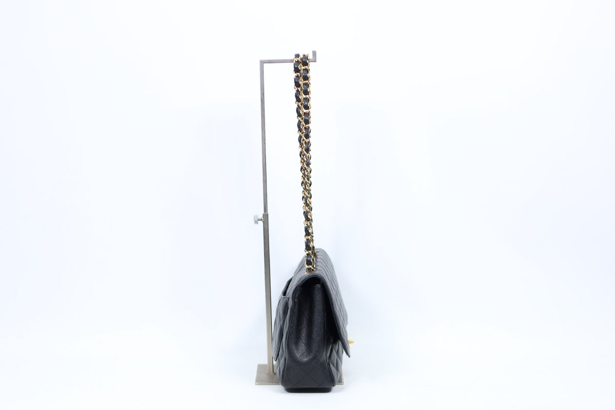 Chanel Black Caviar Leather Gold-Tone Classic Large Shoulder Bag A58600