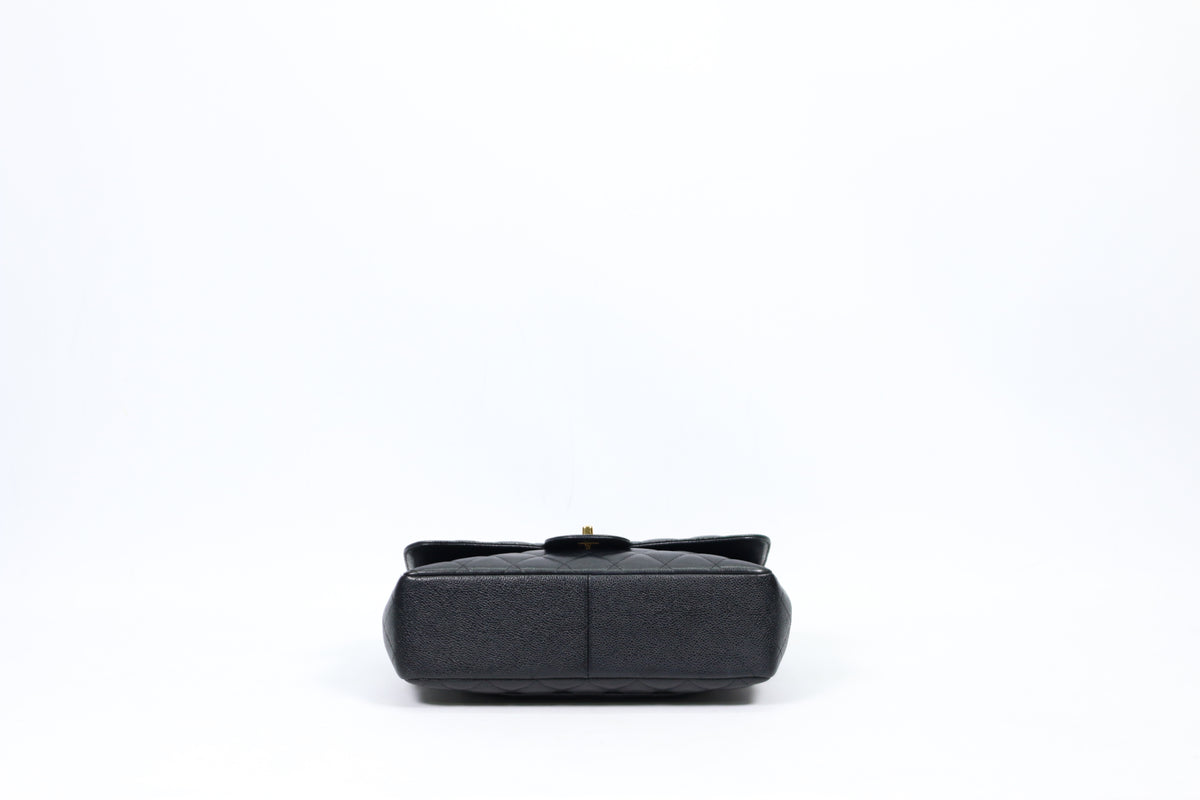 Chanel Black Caviar Leather Gold-Tone Classic Large Shoulder Bag A58600
