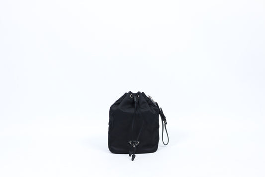 Prada Black Re-Nylon Triangle Logo Bucket ONE Pouch 1NS369