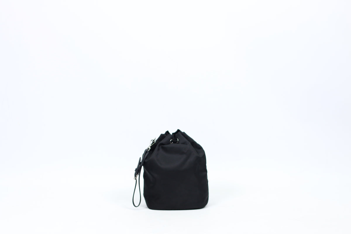 Prada Black Re-Nylon Triangle Logo Bucket ONE Pouch 1NS369