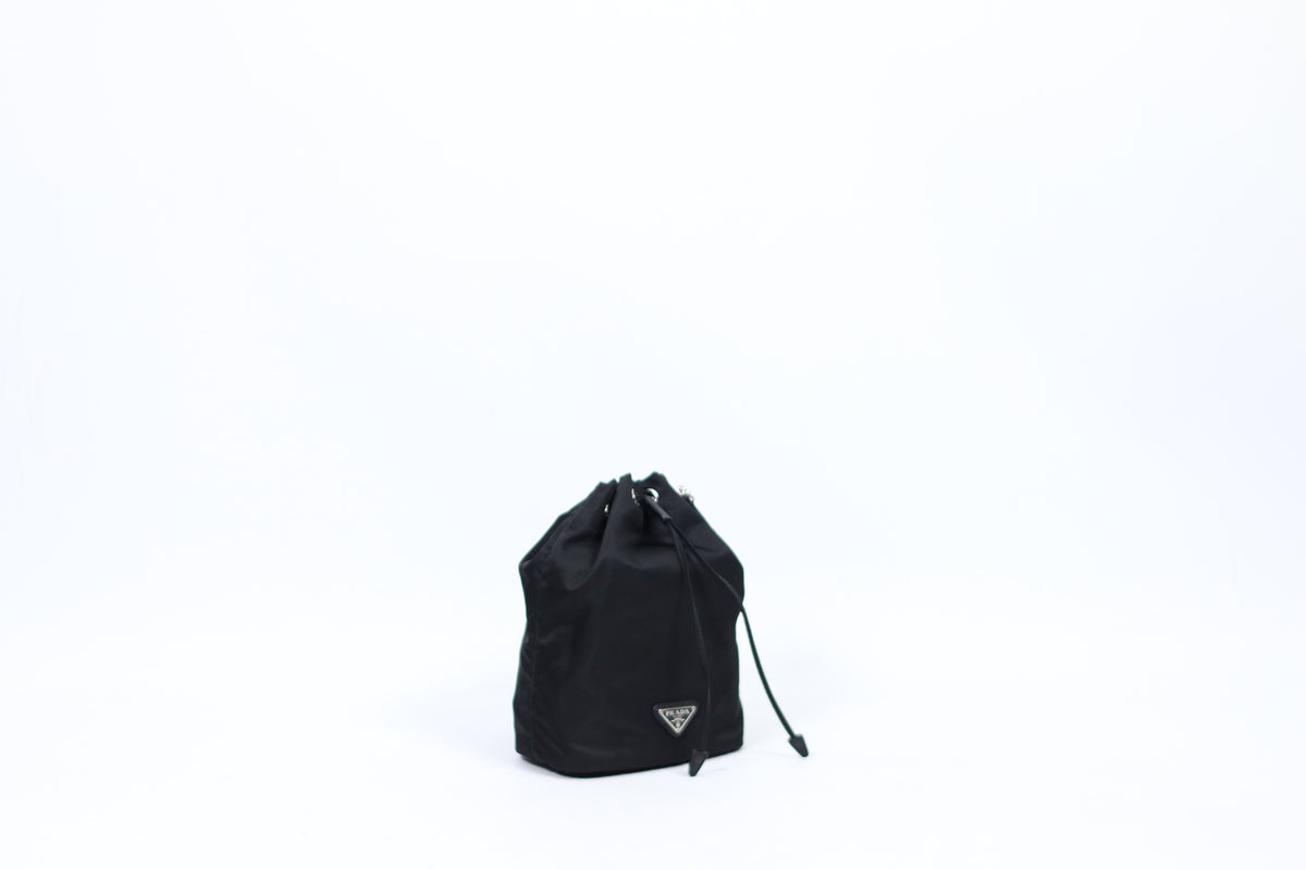 Prada Black Re-Nylon Triangle Logo Bucket ONE Pouch 1NS369