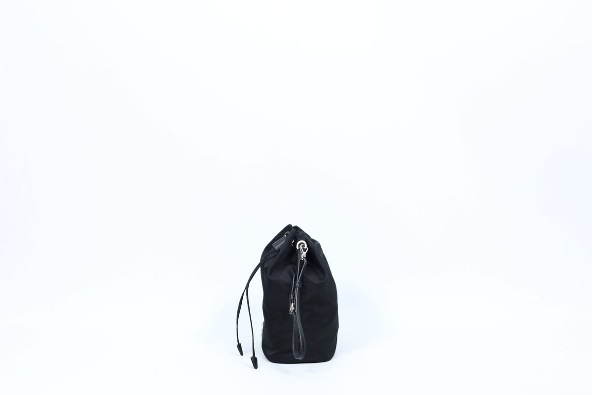 Prada Black Re-Nylon Triangle Logo Bucket ONE Pouch 1NS369