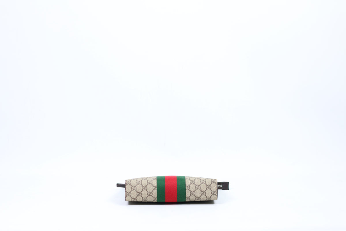 Gucci Brown PVC GG Supreme Canvas Web Stripe ONE Clutch 475316