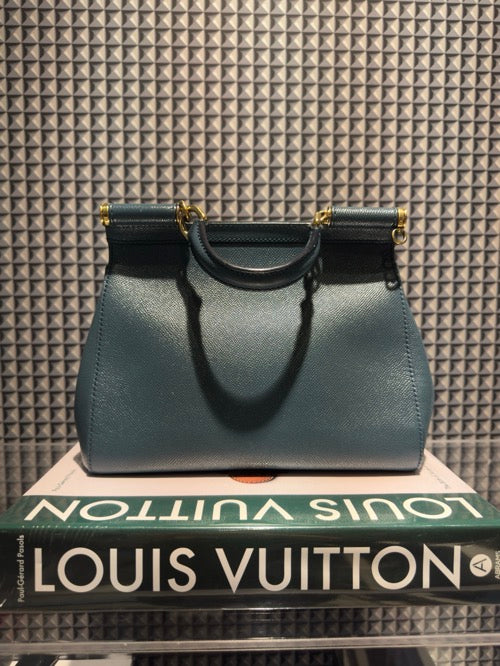 Dolce & Gabbana Dark Green Leather Medium Miss Sicily Top Handle Bag