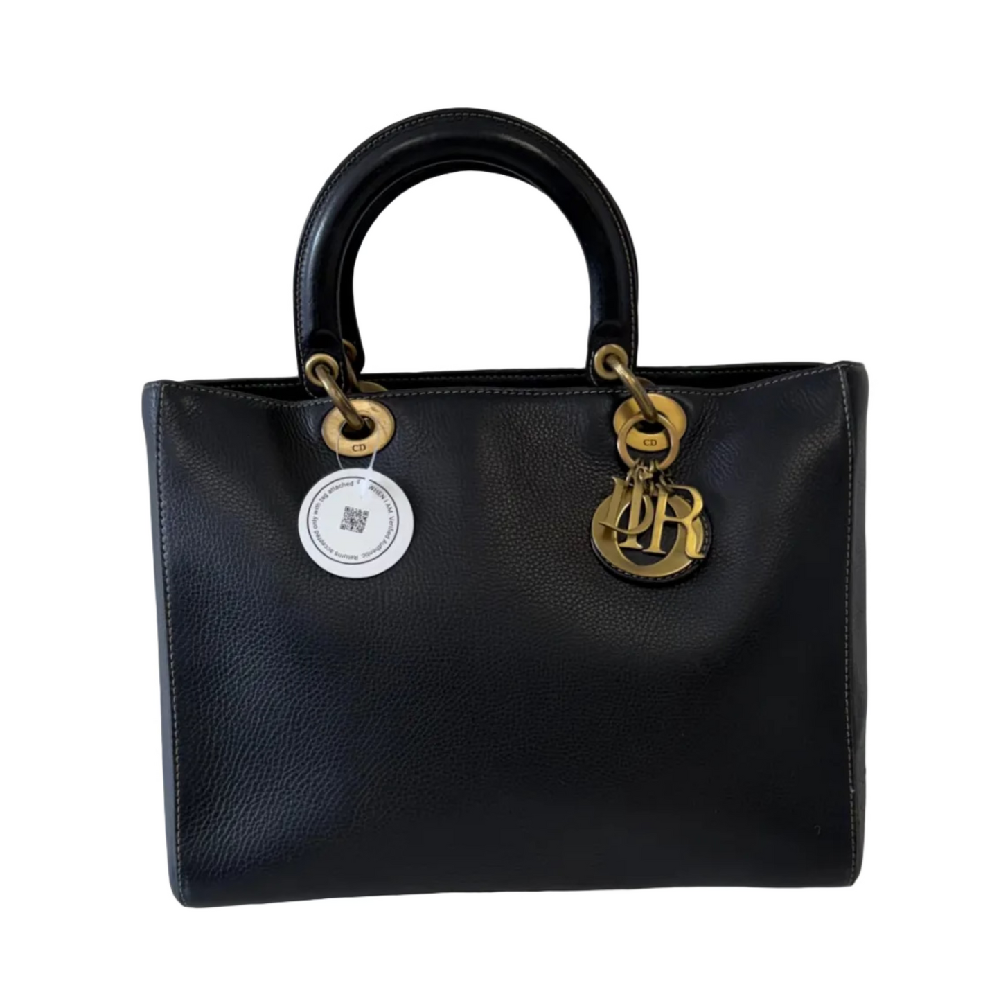 Christian Dior Black Leather Large Lady Dior