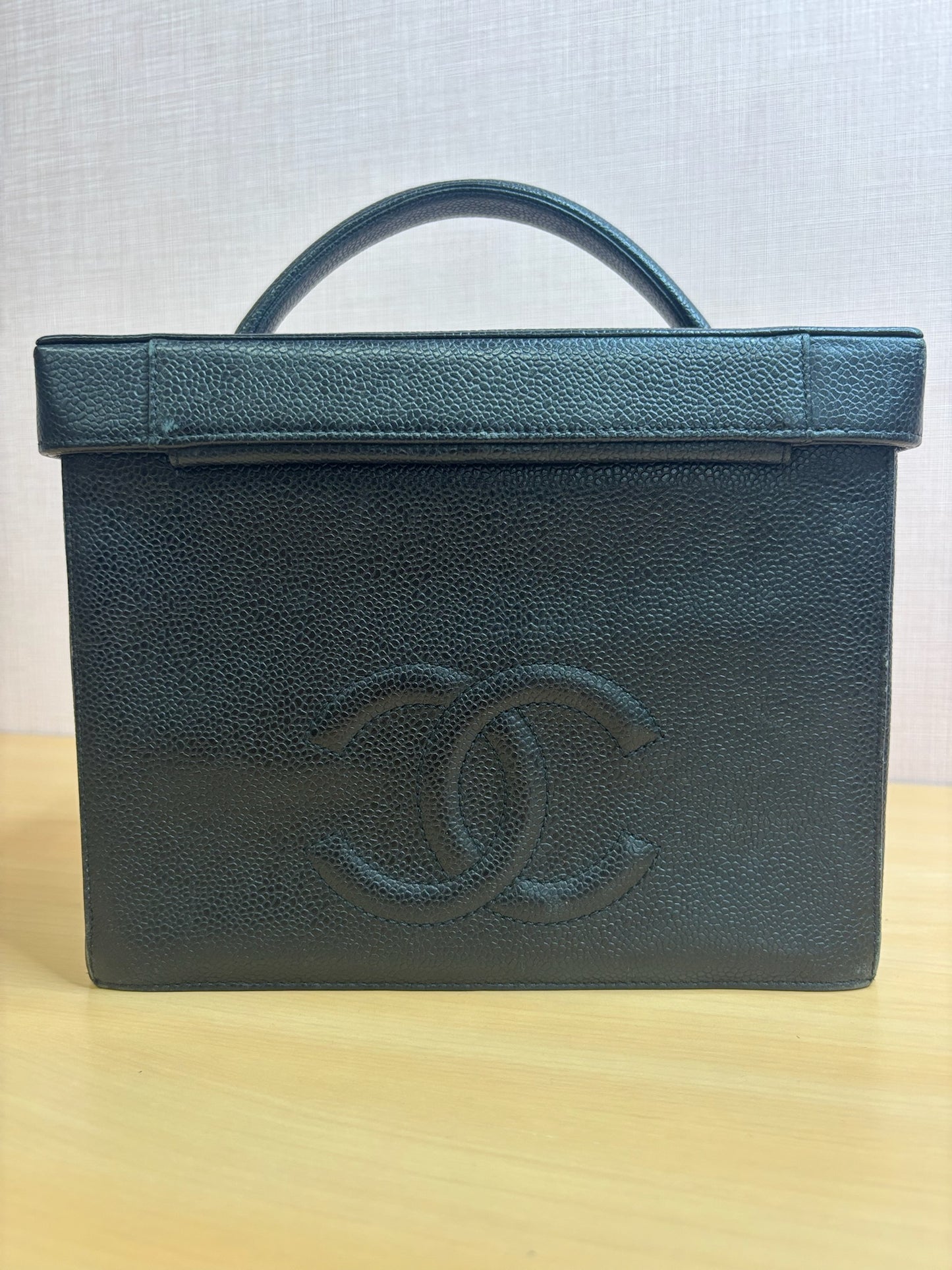 Chanel Black Caviar Leather Vanity Case Bag
