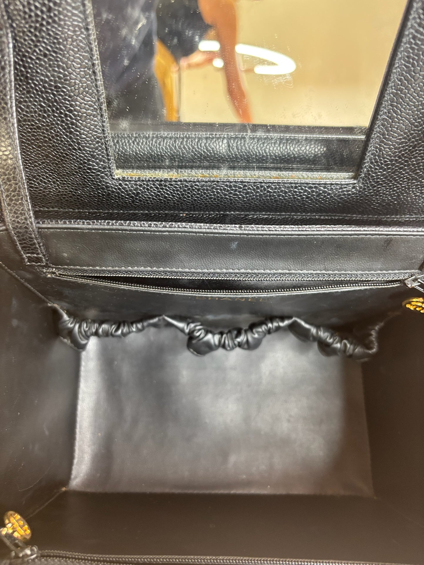 Chanel Black Caviar Leather Vanity Case Bag