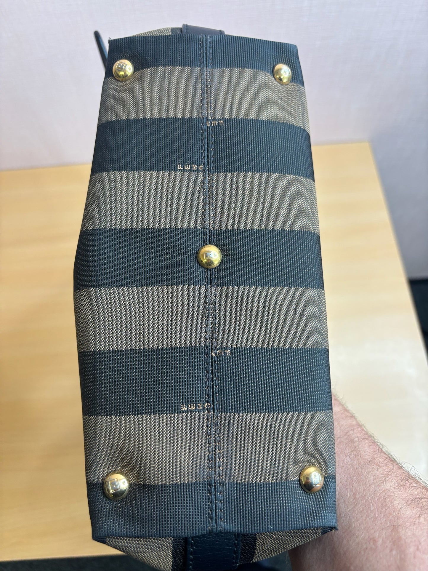 Fendi Pequin Canvas & Leather Tote Bag