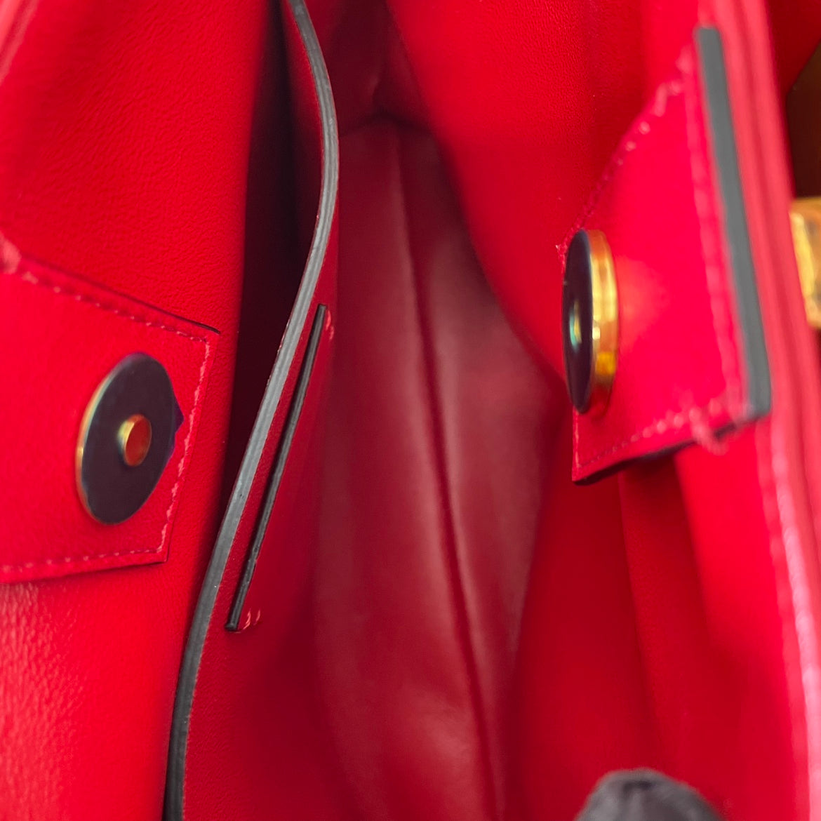 Valentino Red Leather Roman Gold-Tone Stud Top Handle Small Shoulder Bag XW2B0I97BSF