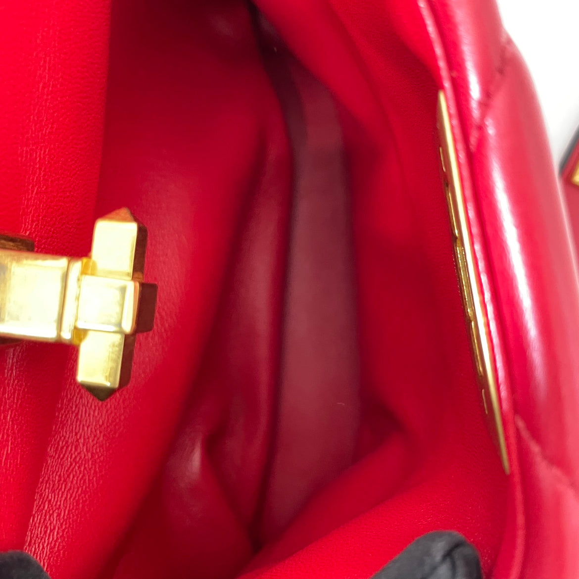 Valentino Red Leather Roman Gold-Tone Stud Top Handle Small Shoulder Bag XW2B0I97BSF