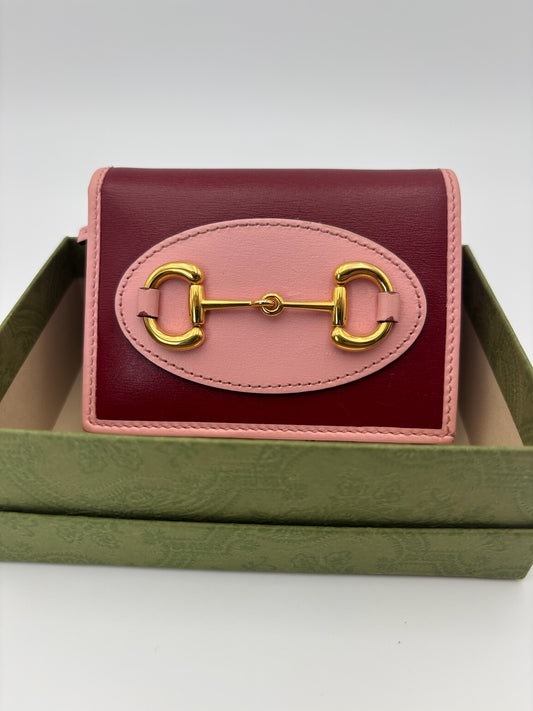 Gucci Horsebit 1955 Wallet in Pink & Red Leather