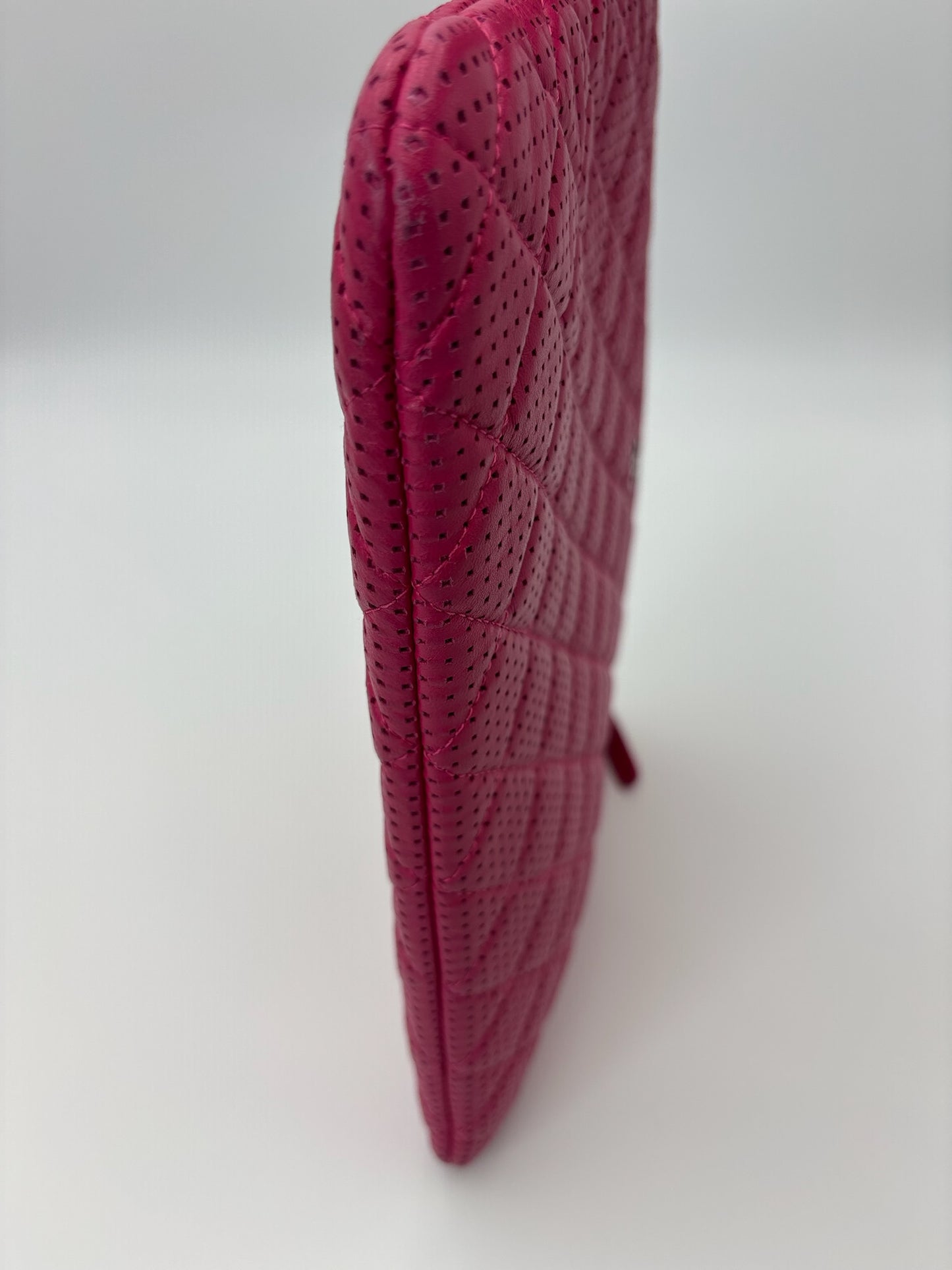 Chanel Fuchsia Quilted Perforated Leather O Case Pouch
