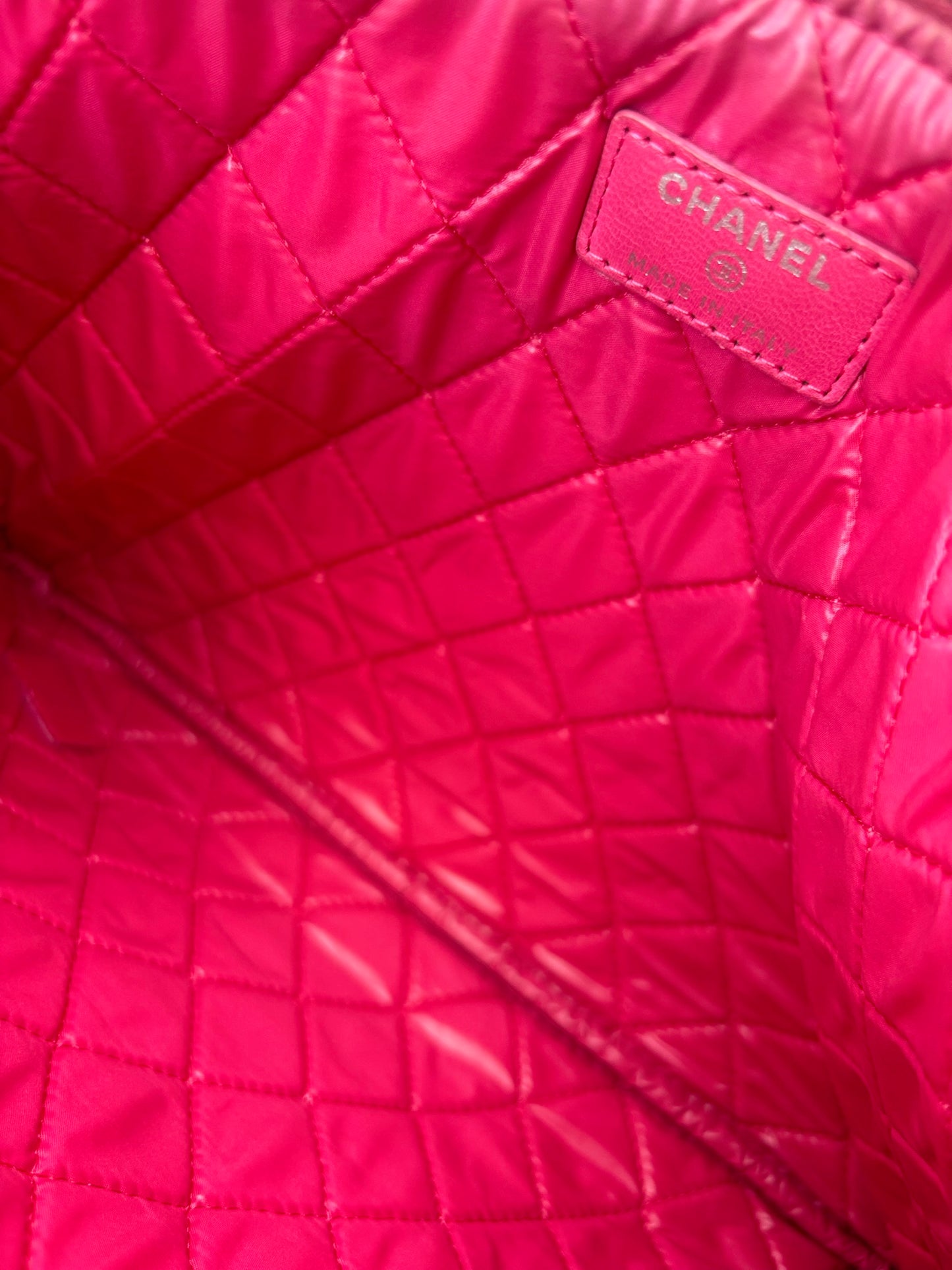 Chanel Fuchsia Quilted Perforated Leather O Case Pouch