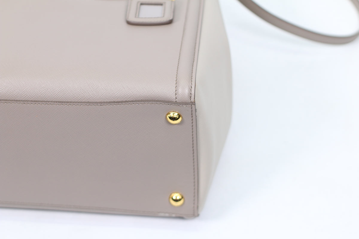 Prada Gray Leather Saffiano Lux Two-Tone ONE Shoulder Bag BN2438