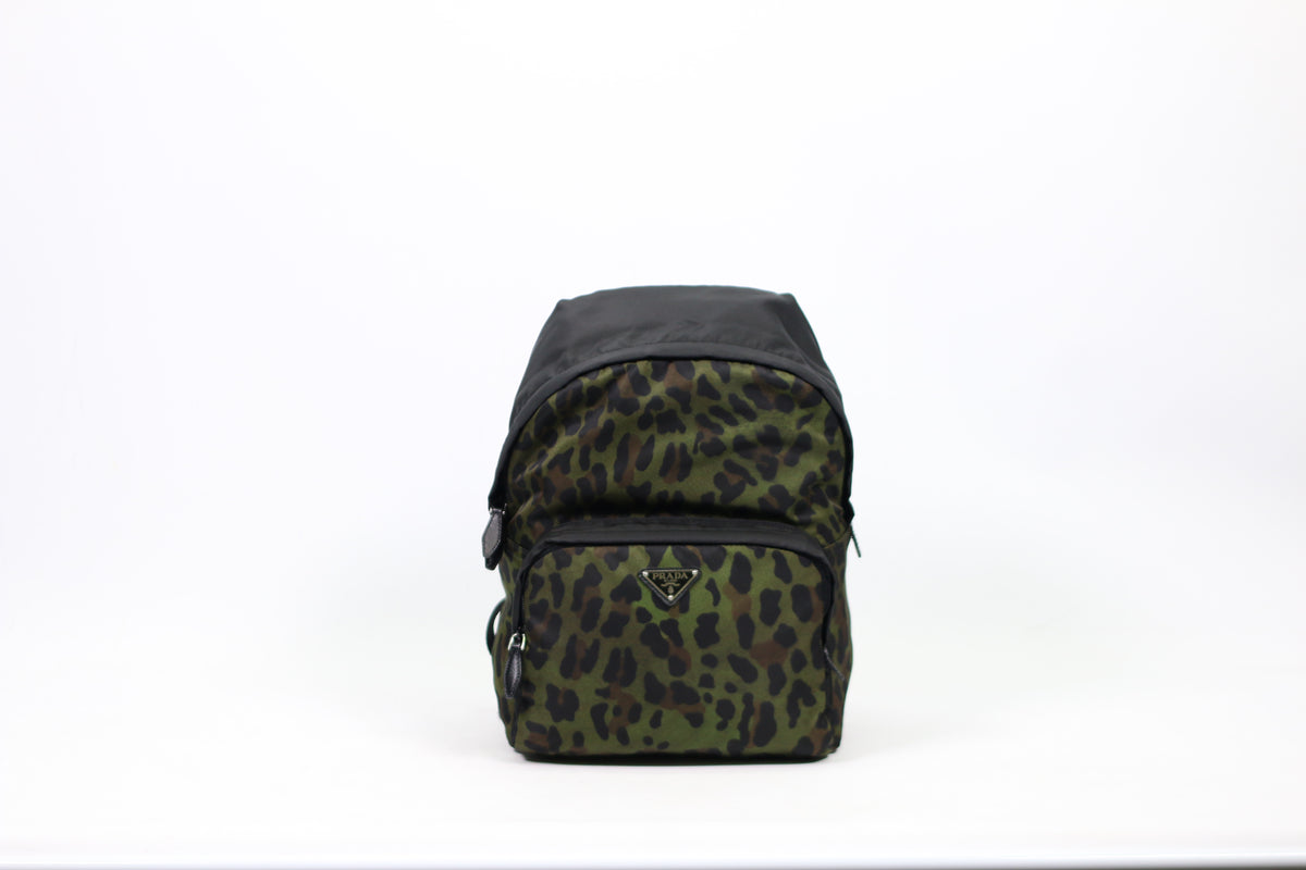 Prada Green Military Tessuto Leopard ONE Backpack 1BZ001