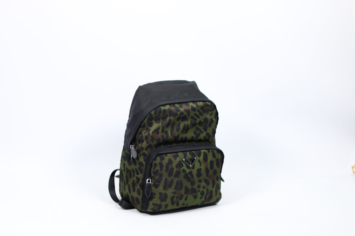 Prada Green Military Tessuto Leopard ONE Backpack 1BZ001