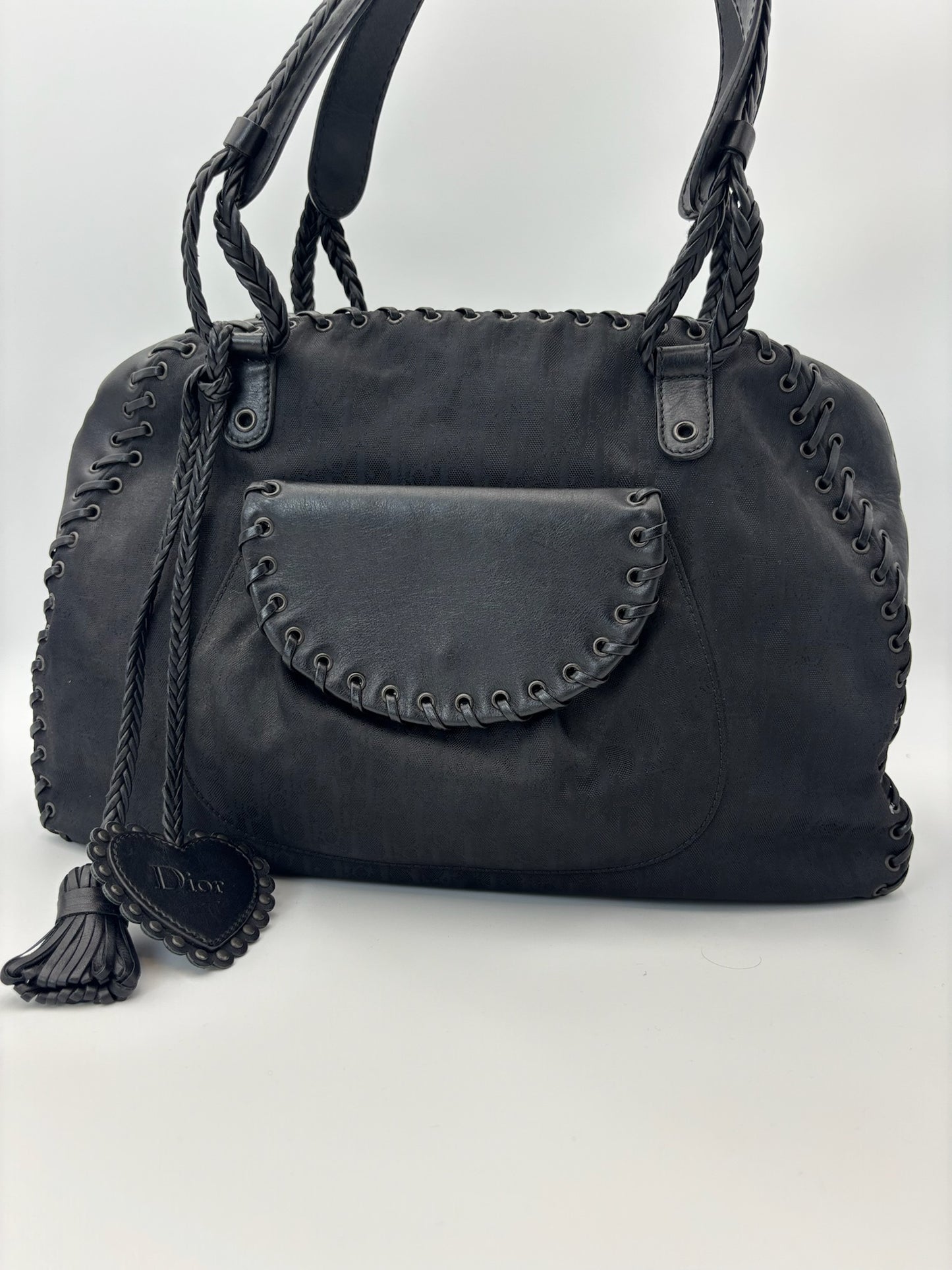 Christian Dior Braided Leather Tote Bag
