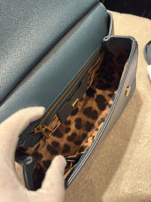 Dolce & Gabbana Dark Green Leather Medium Miss Sicily Top Handle Bag