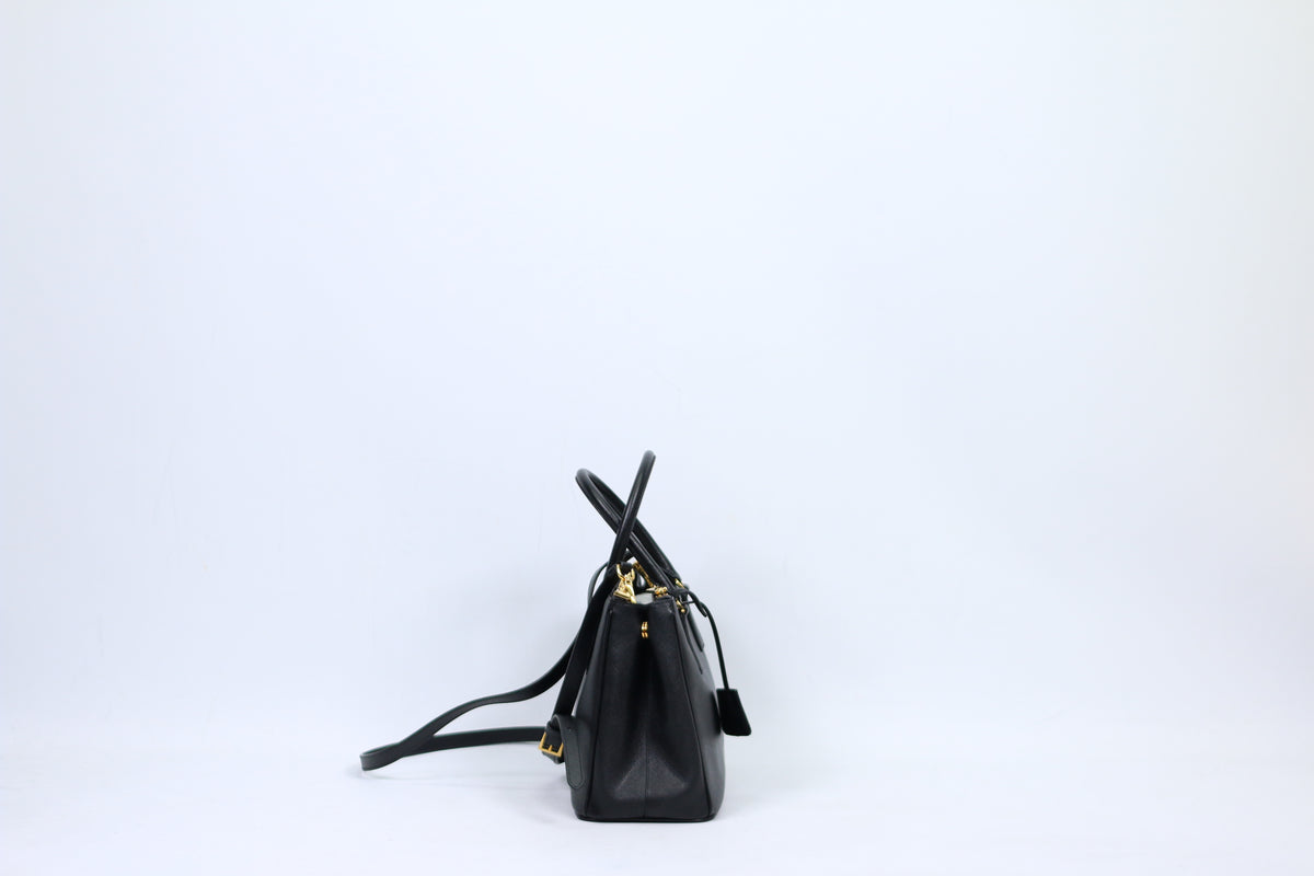 Prada Black Saffiano Galleria Medium Shoulder Bag 1BA863