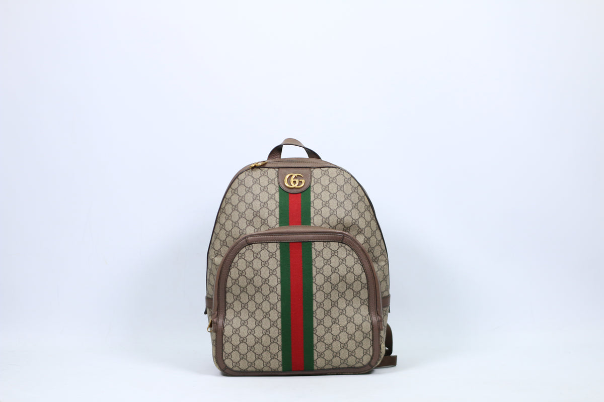 Gucci Brown PVC GG Gold-Tone Logo Ophidia Medium Backpack 547967