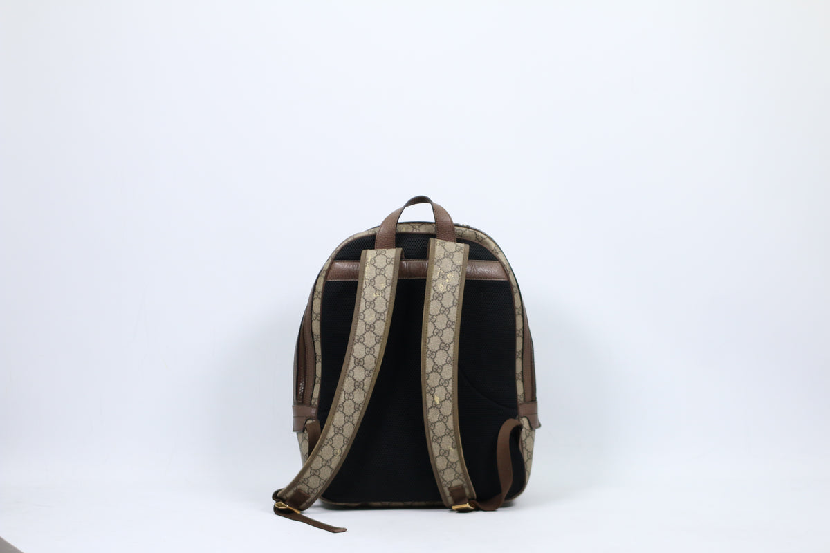 Gucci Brown PVC GG Gold-Tone Logo Ophidia Medium Backpack 547967