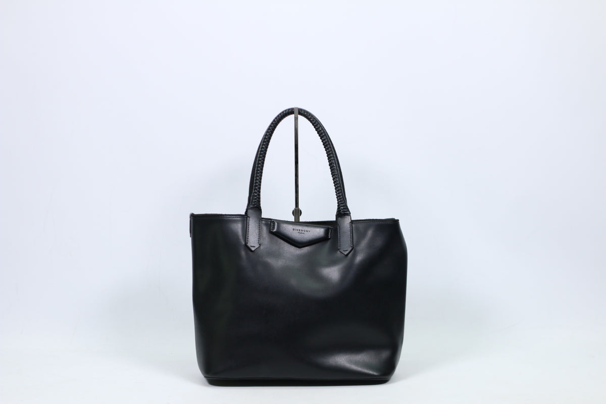 Givenchy Black Leather Antigona Woven Strap Medium Tote Bag 3CC0136
