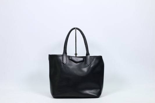Givenchy Black Leather Antigona Woven Strap Medium Tote Bag 3CC0136