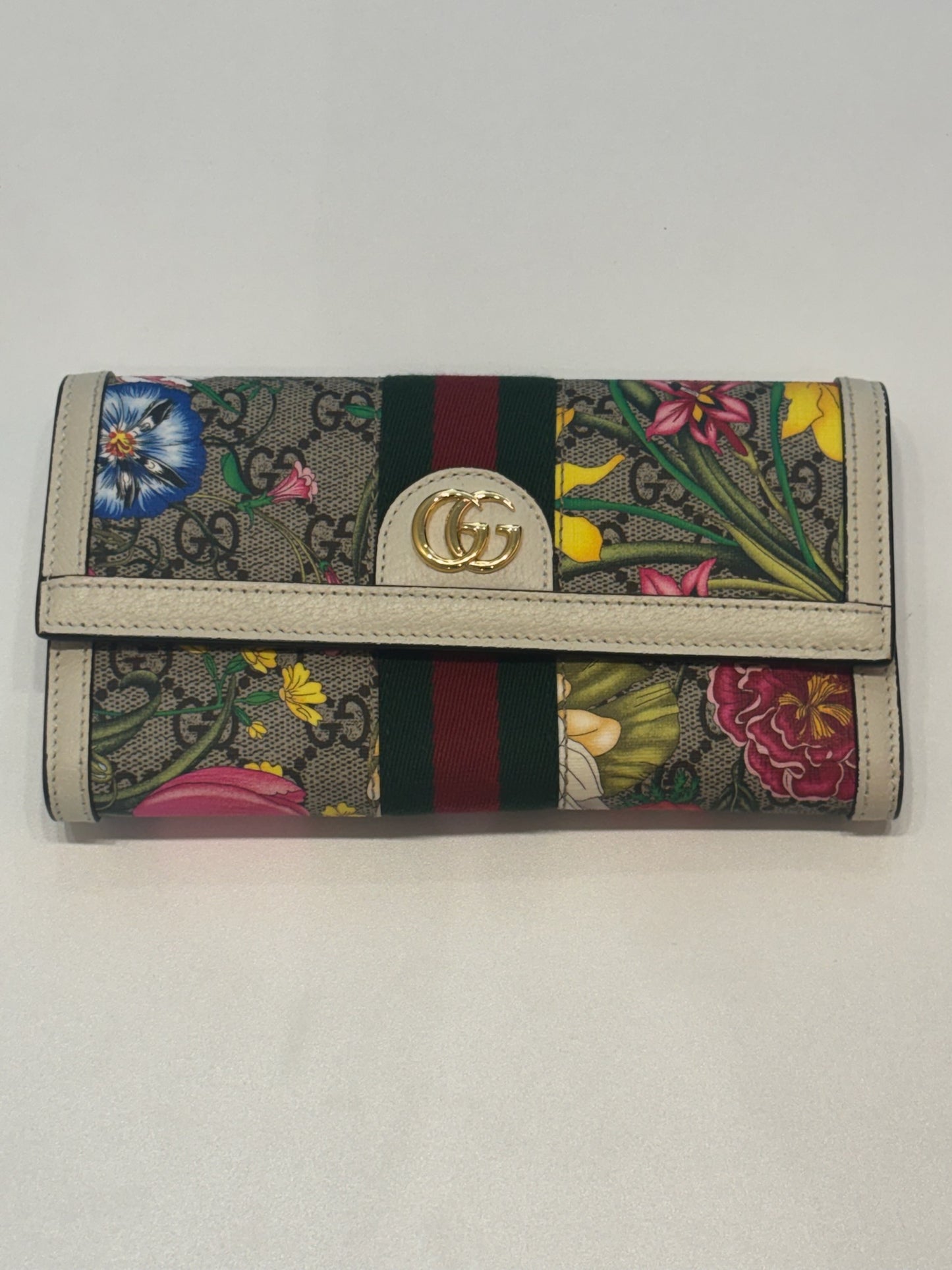 Gucci GG Supreme Monogram Flora Web Ophidia Continental Wallet (JP)