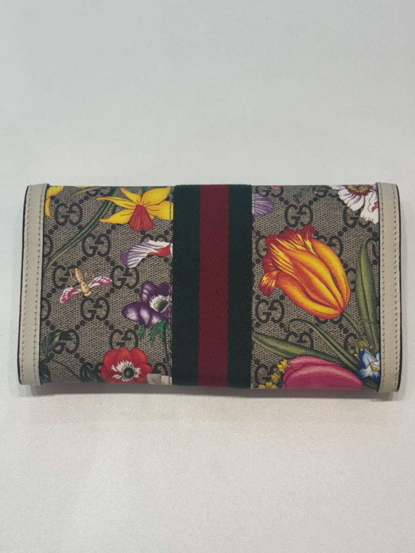 Gucci GG Supreme Monogram Flora Web Ophidia Continental Wallet (JP)