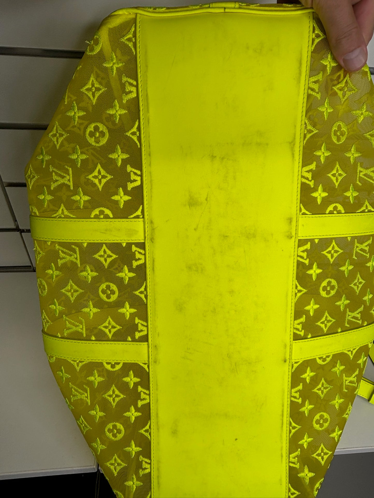 Louis Vuitton Keepall 50 Virgil Abloh Yellow Mesh Boston Bag (JP)